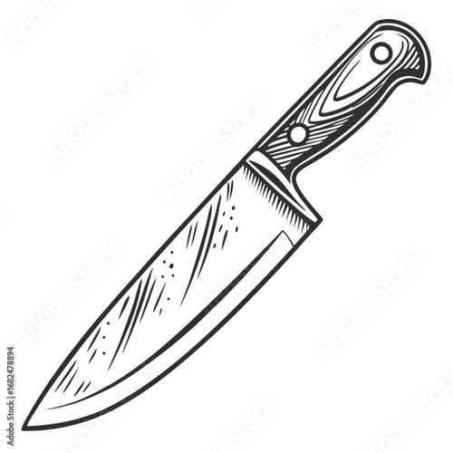 Sharp kitchen knife with wooden handle and metal blade chef knife utility knife