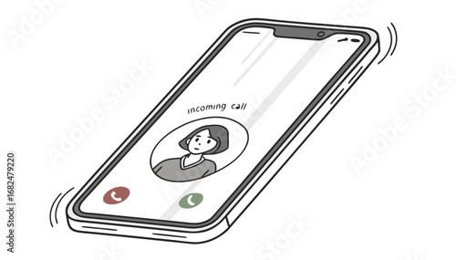 Smartphone with incoming call and caller portrait mobile phone communication