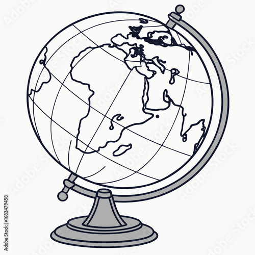 Stylized globe showing continents and oceans on a stand world earth
