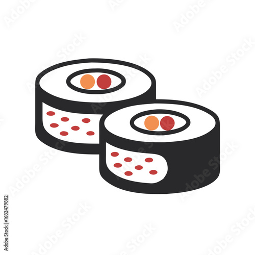 Two Maki Sushi Rolls with Red and Orange Filling japanese food seafood