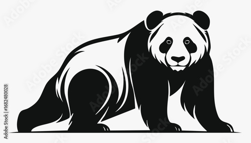 Panda Animal Vector Logo in Black and White, Minimalist and Simple Design, Perfect for Wildlife Branding, Nature Illustration, and Unique Animal Identity
