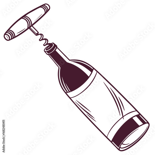Wine bottle with corkscrew opener drink