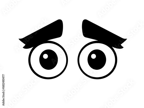 two cartoon eyes with big eyebrows