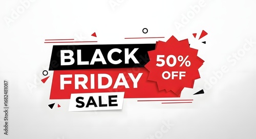 Promotional banner design for a fifty percent off sales event