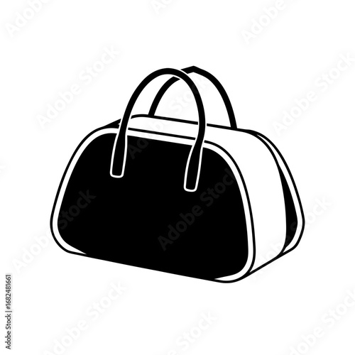 Simple outline drawing of a duffel bag with handles