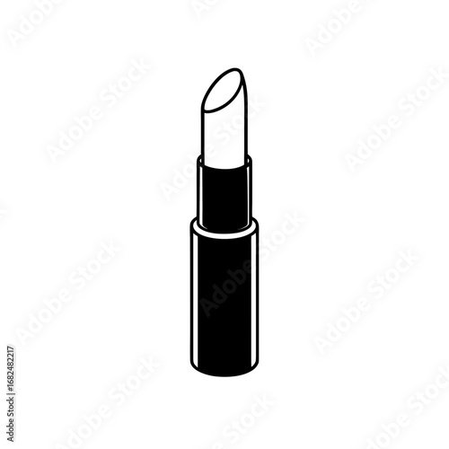 White lipstick icon with black background and outline