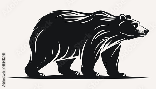 Polar Bear Animal Vector Logo in Black and White, Minimalist and Simple Design, Perfect for Wildlife Branding, Nature Illustration, and Unique Animal Identity
