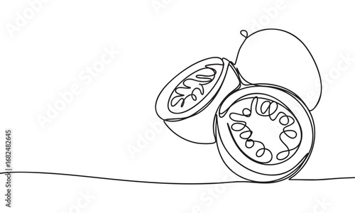 Passion Fruit Line Art Simple Outline Drawing 