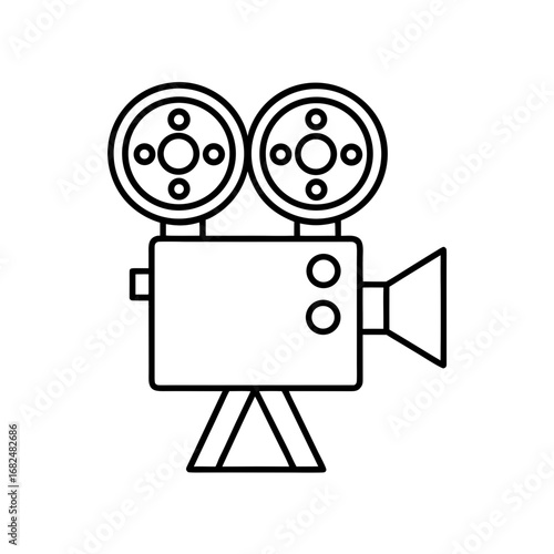 Vintage film projector icon on a black background