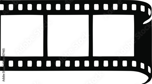 Vintage film strip with three empty frames cinematic nostalgia projector reel movie memory