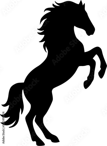 Horse Silhouette Vector | Equine Animal Outline | Wild Stallion Graphic Design