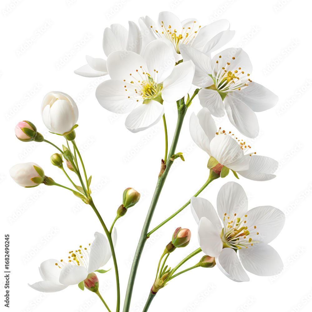 Obraz premium Collection of white flower isolated on a white background as transparent PNG image white blooms isolated flowers PNG floral arrangement on white background transparent image white petals isolated