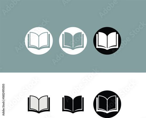 Minimalist Book Icon Vector Set  Modern Open Book & Bookmark Symbols for Education, Publishing, UI Design, and Print  Trusted Adobe Stock Asset