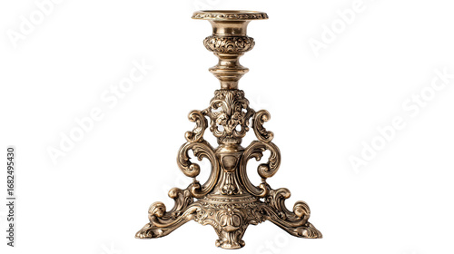 Ornate gold candleholder with intricate carvings