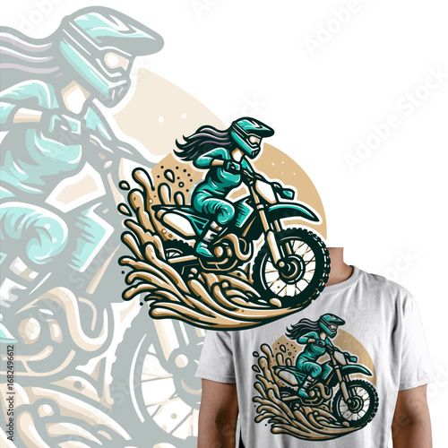 Motocross rider in action, dirt bike racing, extreme sports.