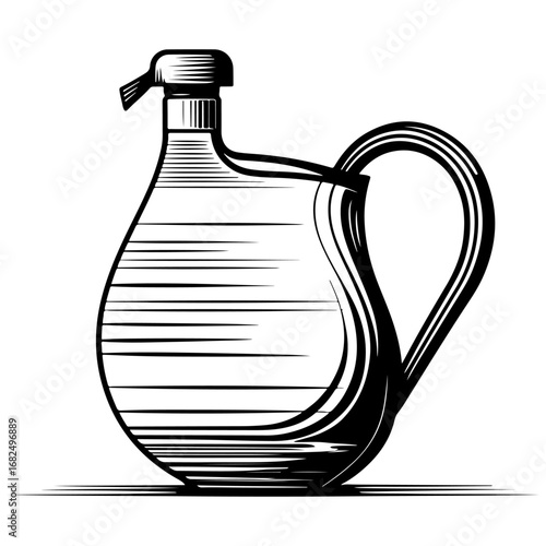 Illustration of a metal or clay jug drawn in vector art, ideal for use in ancient cultures, traditional drinks, logo designs, hotel menus, cookbooks, and art projects.