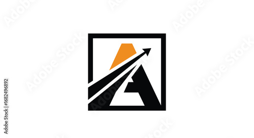 Dynamic letter A logo with upward arrow symbolizing growth and progress in business
