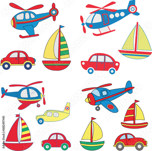 Car and hale copter icon design 