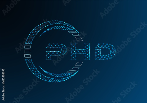 PHD low poly letter logo vector design. PHD lower poly logo design. Low poly logo.