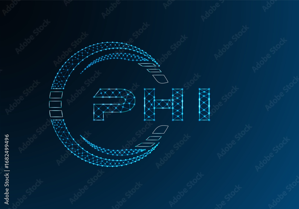 Obraz premium PHI low poly letter logo vector design. PHI lower poly logo design. Low poly logo.