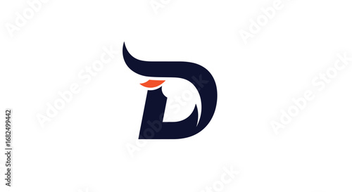 Modern abstract letter D logo design with dynamic curves and vibrant orange accent
