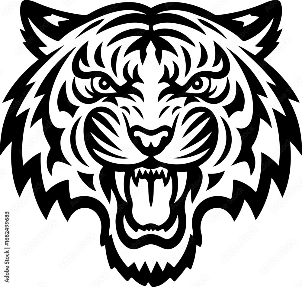 Obraz premium tiger head silhouette vector illustration