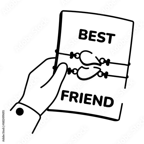 A hand drawn style icon depicting handmade card

