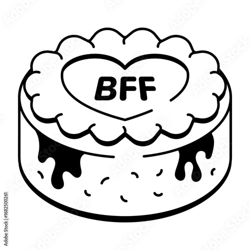 A drawing style icon depicting friendship cake
