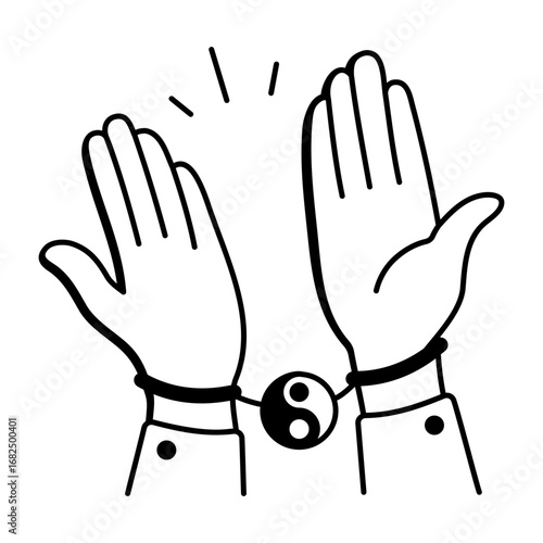 A drawing style icon depicting high five
