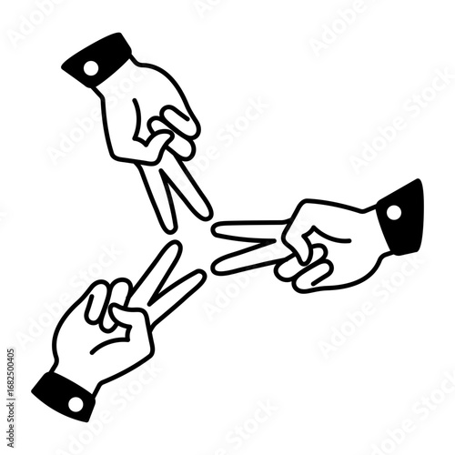 A doodle style icon showing victory gesture
