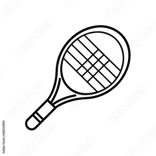 Tennis Outline Icon, Black and white Tennis icon
