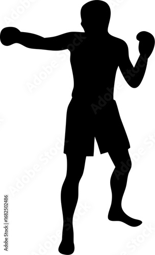 Muay Thai Silhouette Vector | Kickboxing Fighter Outline | Martial Arts Combat Design