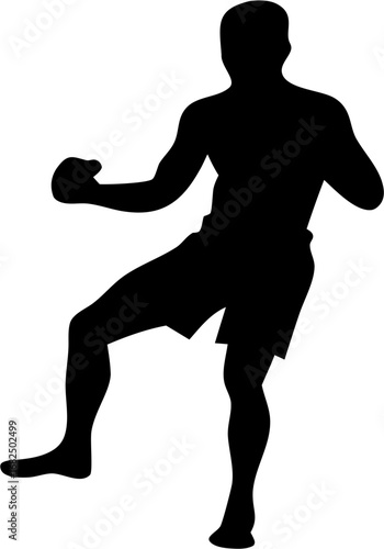 Muay Thai Silhouette Vector | Kickboxing Fighter Outline | Martial Arts Combat Design