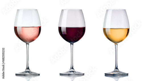 Red, Rosé and White Wine Glasses