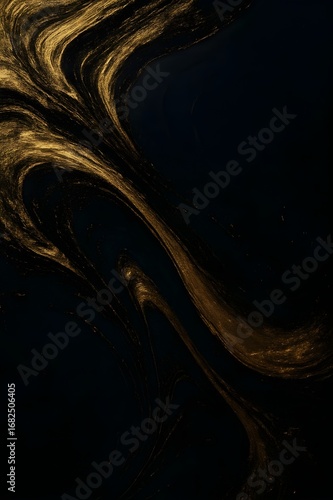 Gold Swirls on a Dark Background
​An abstract and artistic close-up image of a fluid pattern.