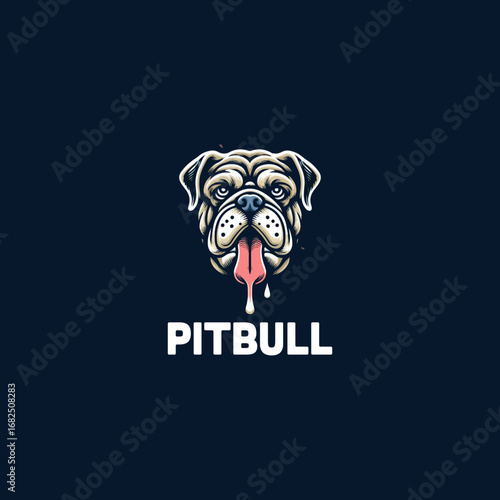 Pitbull dog logo design on a dark background.