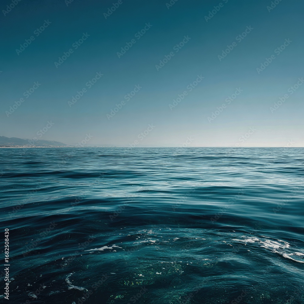 Fototapeta premium Calm ocean surface meets a clear blue sky (1)
