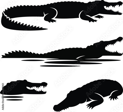 Bestselling Crocodile Silhouette Vector Icons  Trusted Reptile Set for Print, Branding, Wildlife Apparel, Jungle Projects & Sign Design