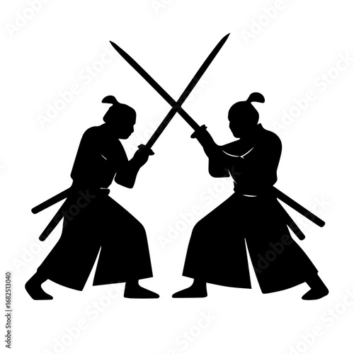 Two samurai fighting