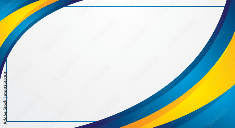 Obraz premium Blue yellow abstract curve corner border for certificate background