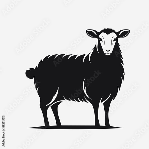 Sheep Animal Vector Logo in Black and White, Minimalist and Simple Design, Perfect for Wildlife Branding, Nature Illustration, and Unique Animal Identity
