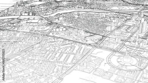 Intricate Cityscape Blueprint