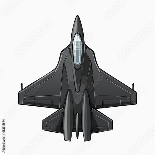 Stealth Air Superiority Fighter Jet Top View Illustration - AI Generated