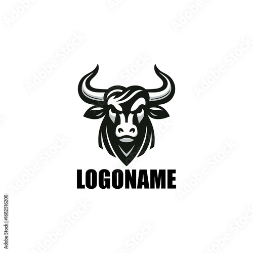 Strong bull logo design for sports team and brand identity.