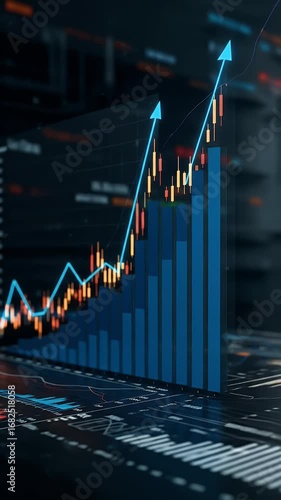 Abstract Digital Financial Chart Displaying Upward Trend and Data
