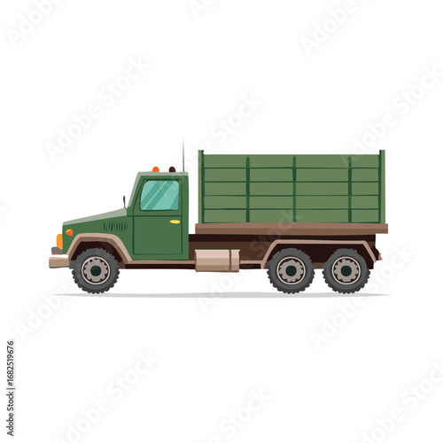 Modern Military Logistics Truck with Brown Cab - AI Generated