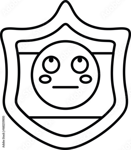 A black and white drawing of a face with a frowning expression