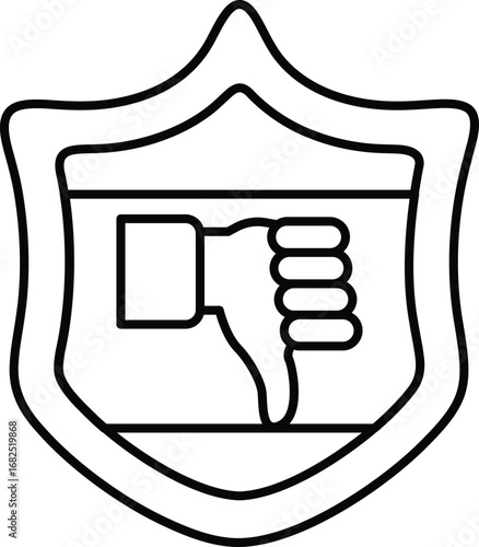 A black and white drawing of a hand with a thumbs down sign
