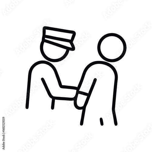 Icon of Police Officer Arresting Civilian Concept of Authority Law Enforcement and Justice Depicting Public Safety and Social Order