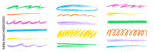 Wallpaper Mural Line crayon pencil underline color set. Hand drawn colorful brush, chalk and marker stroke in sketchy kid art style. Rough crayon pencil texture highlight divider element. Vector illustration Torontodigital.ca